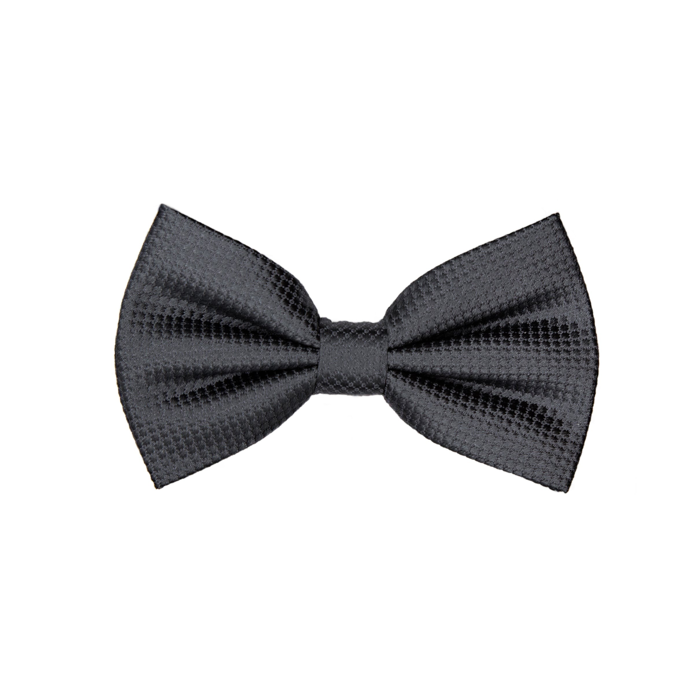 Charcoal Pure Silk Textured Square Weave Bow Tie