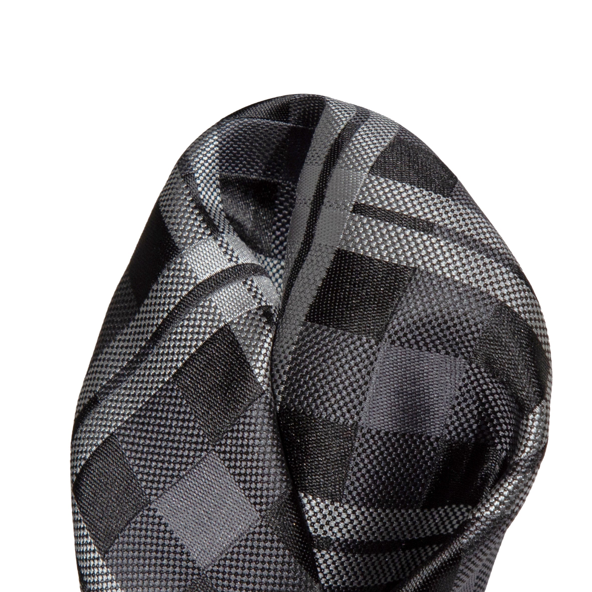 Charcoal/Black/Silver Luxury Check Weave Pocket Square