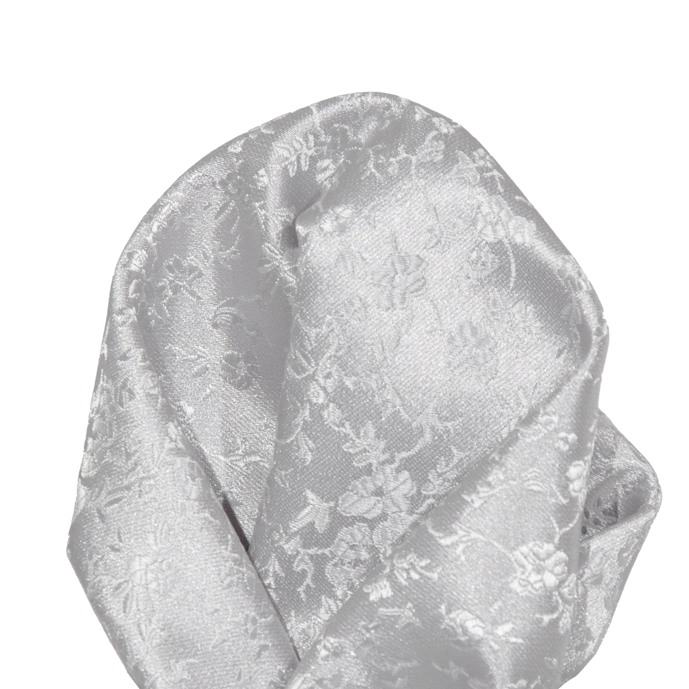 Silver Luxury Weave Floral Pocket Square