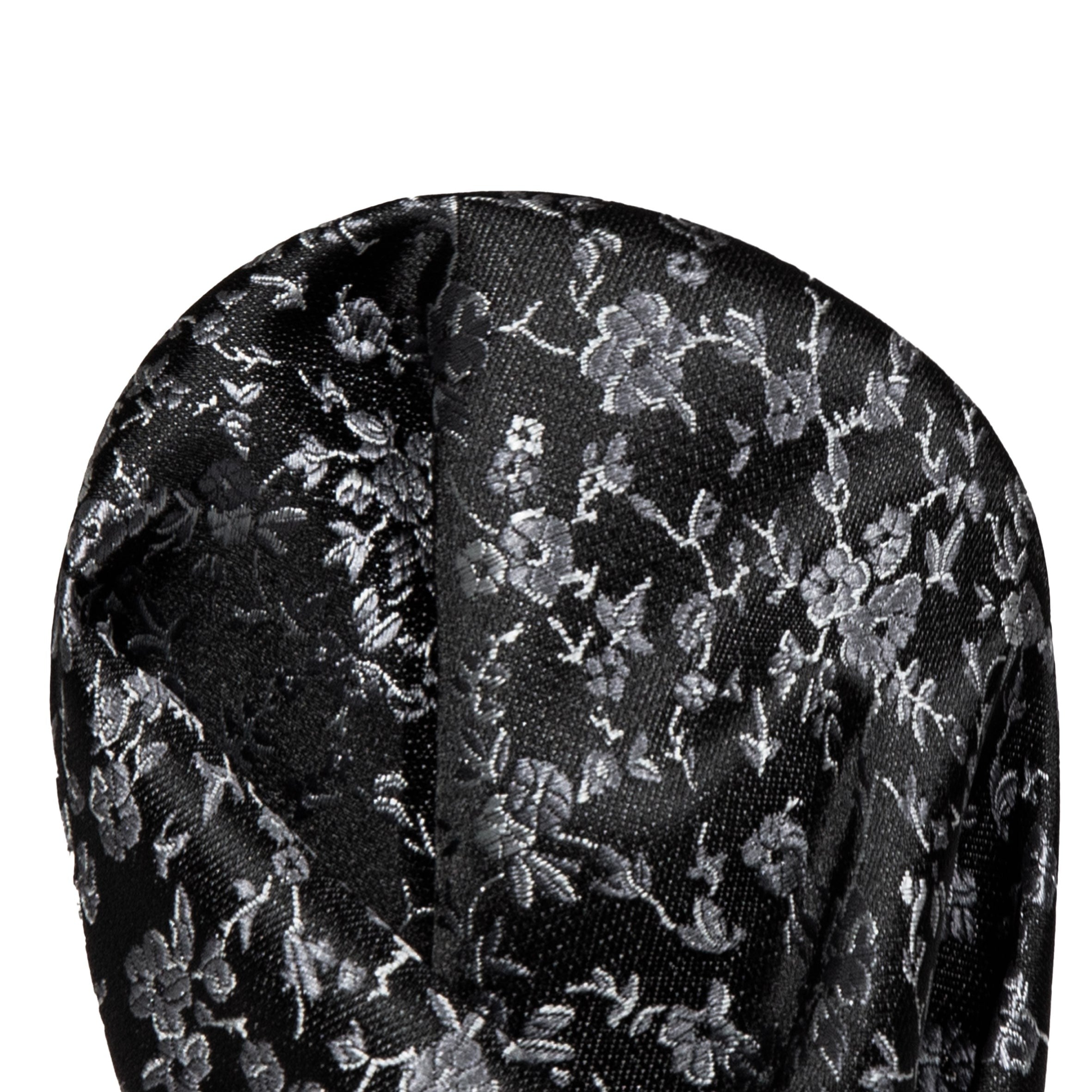 Black/Grey Luxury Weave Floral Pocket Square