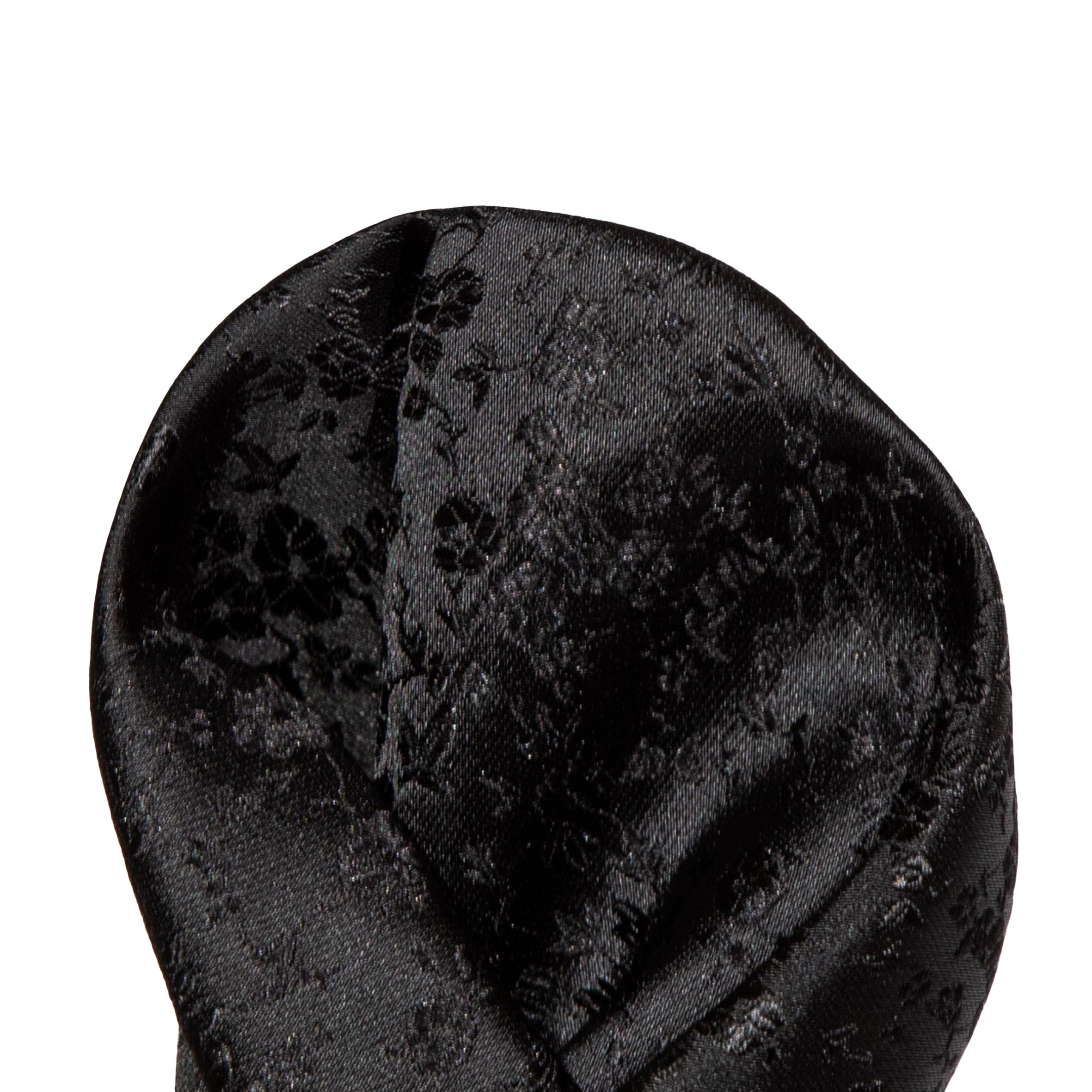 Black Luxury Weave Floral Pocket Square