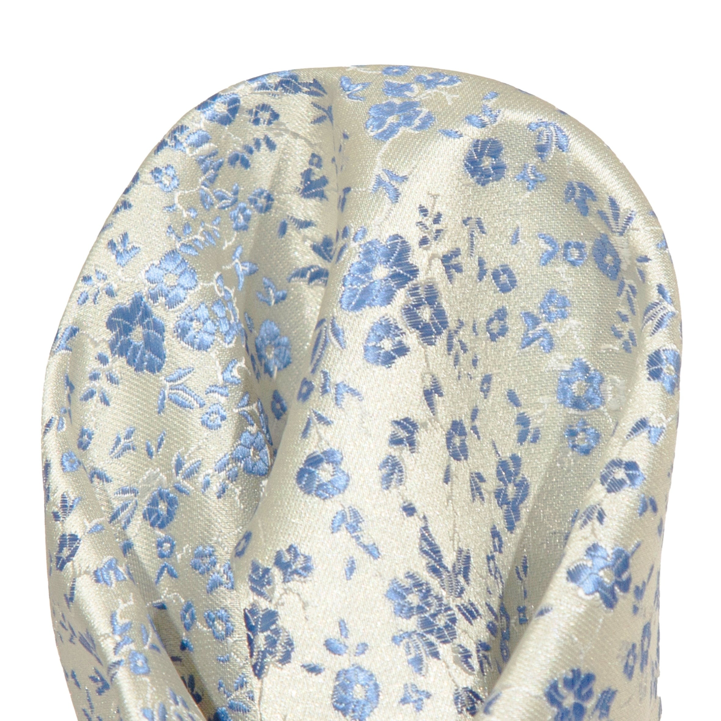 Beige/Slate Blue Luxury Weave Floral Pocket Square