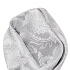 Silver Luxury Paisley Weave Pocket Square