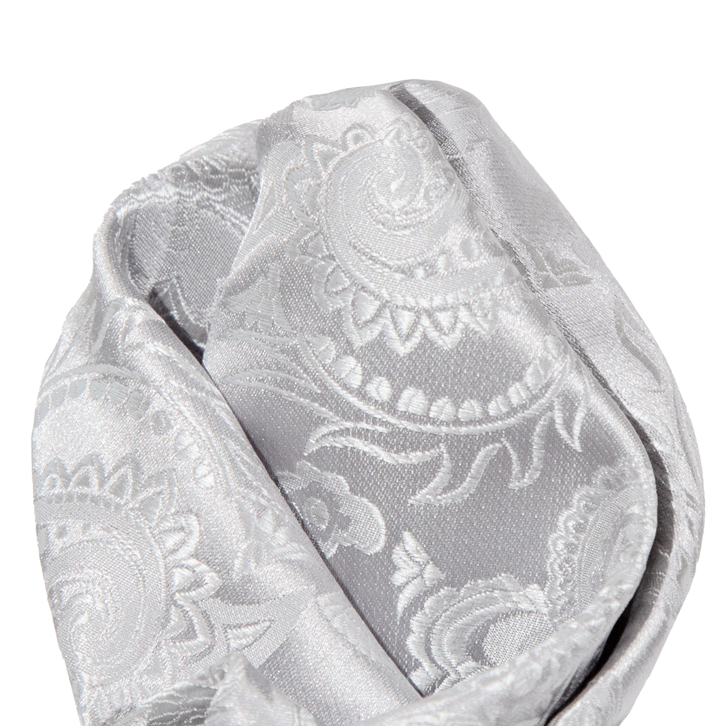 Silver Luxury Paisley Weave Pocket Square