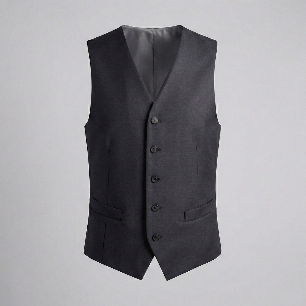 Monaco Vest Pure Wool Charcoal