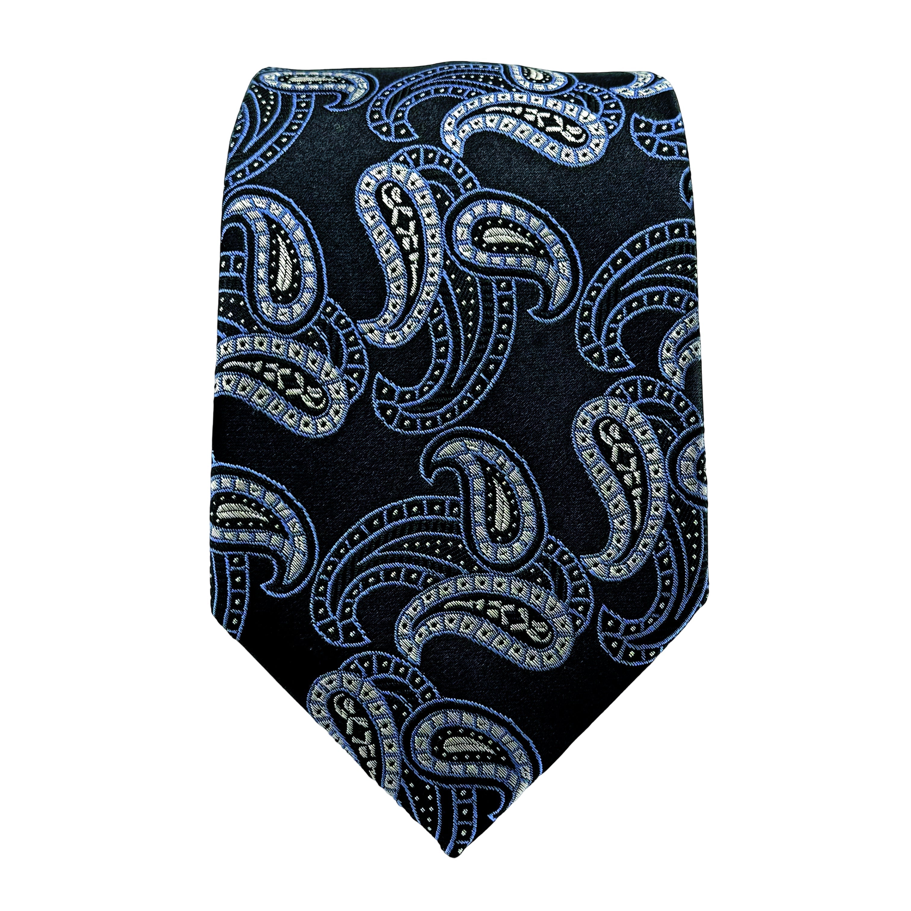 Black Mens Luxury Silk Neck Tie Paisley Weave Design