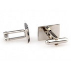Silver/Black Diagonal Stripe Cuff Links