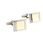 Silver/Beige Enamel Cuff Links