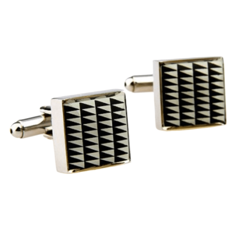 Cream/Black Geometric Enamel Cuff Links