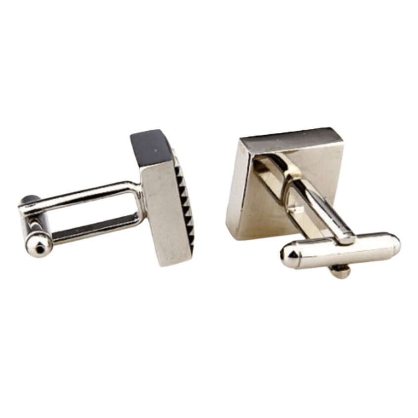 Cream/Black Geometric Enamel Cuff Links