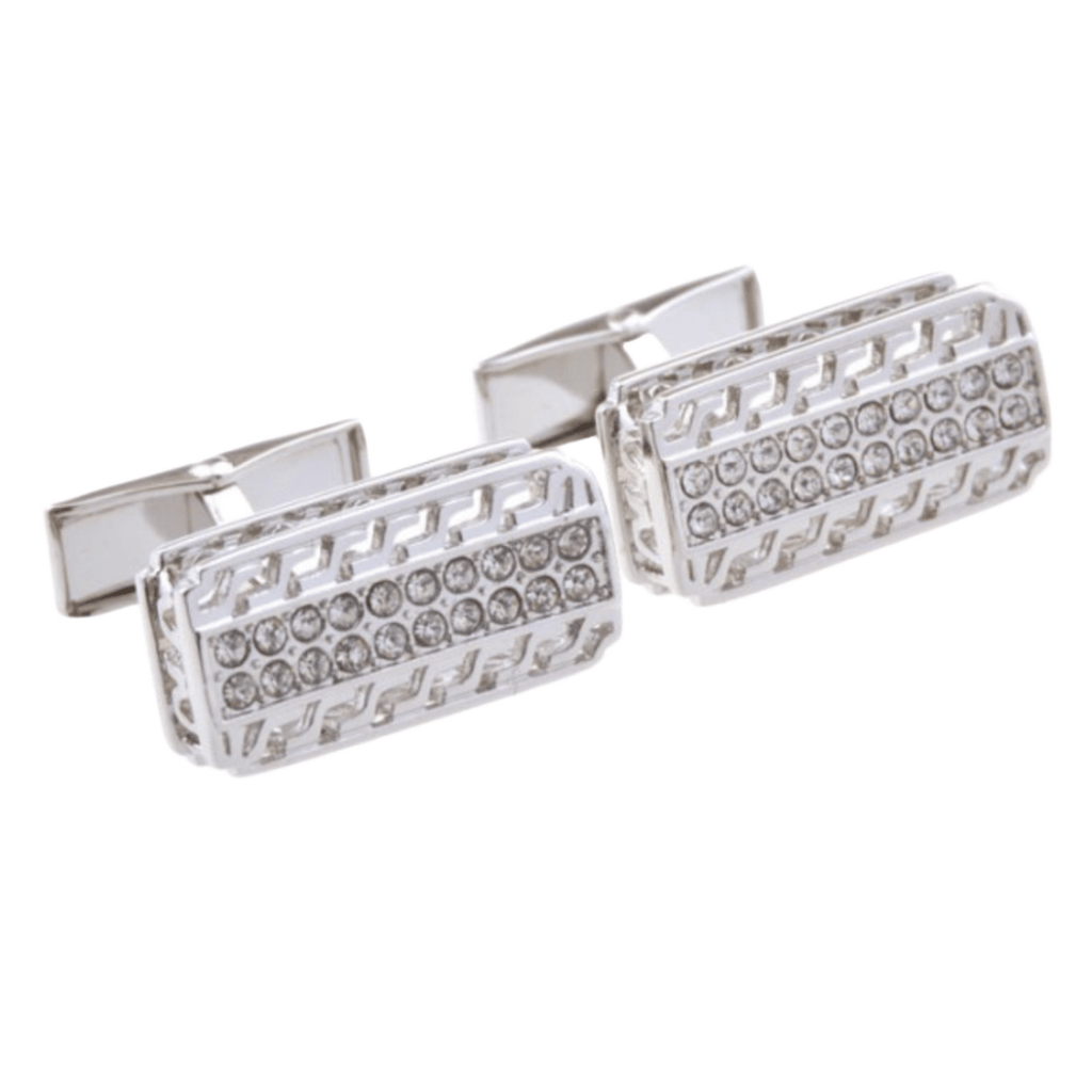 Silver Crystal Hellenic Cuff Links