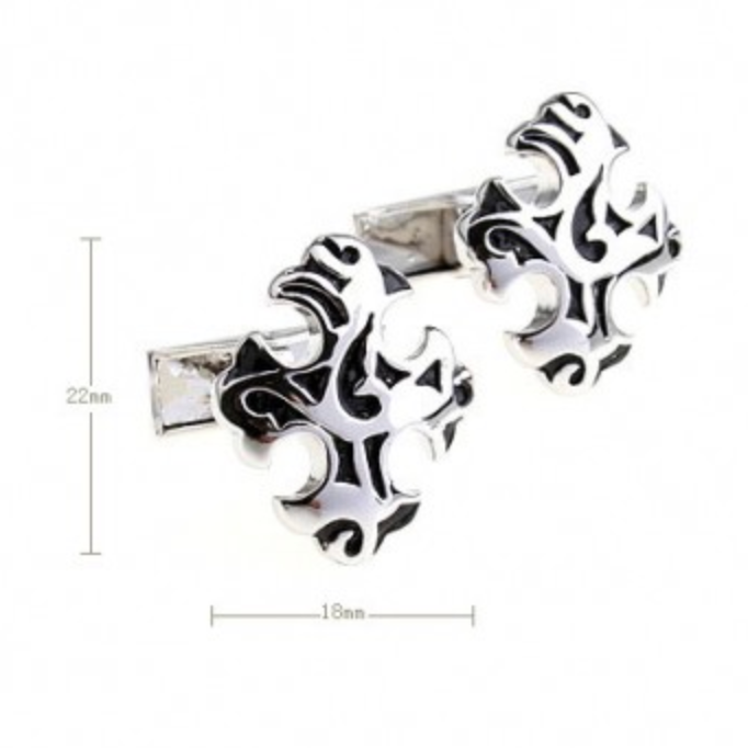 Silver/Black Antique Cross Cuff Links