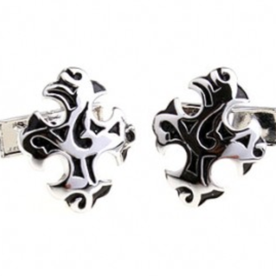 Silver/Black Antique Cross Cuff Links