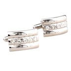 Silver Crystal Curved Cuff Links