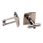 Silver Geometric Crystal Square Cuff Links