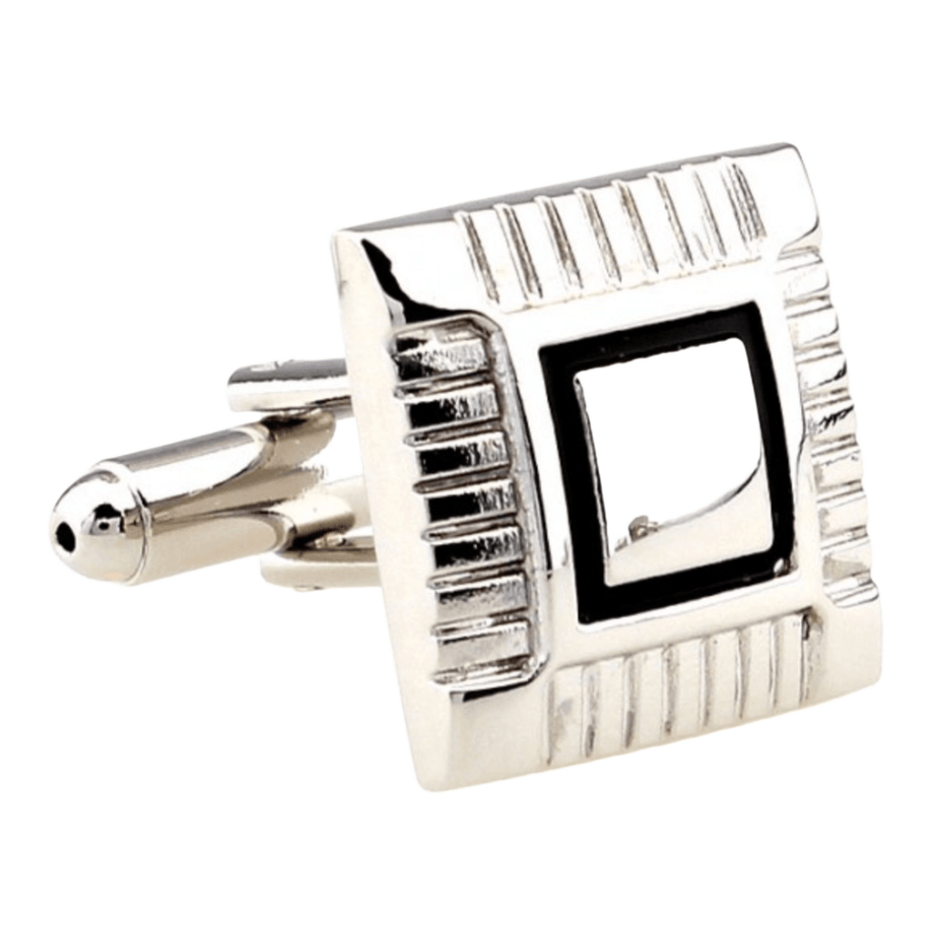 Silver/Black Framed Square Cuff Links