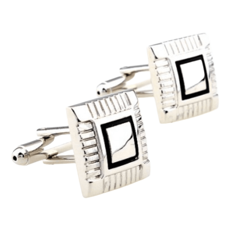 Silver/Black Framed Square Cuff Links
