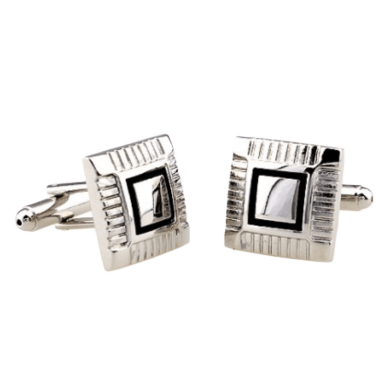 Silver/Black Framed Square Cuff Links
