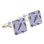 Silver/Lilac/Black Palm Enamel Cuff Links