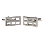 Silver Hollow Rectangle Cuff Links