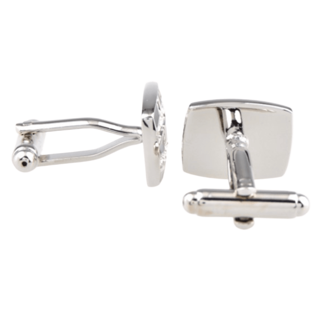 Silver/Black Crystal Rectangle Cuff Links