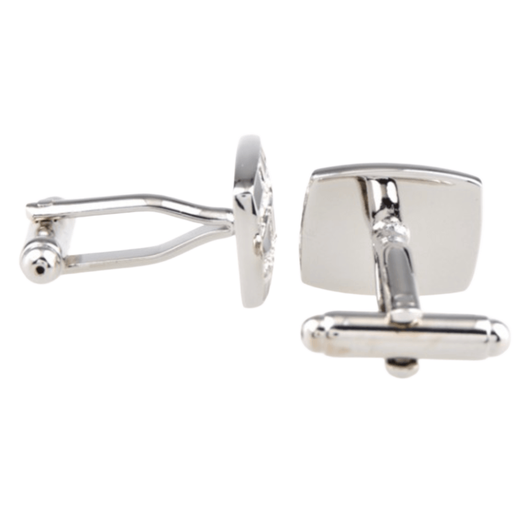 Silver/Black Crystal Rectangle Cuff Links