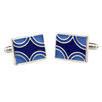Silver/Blue Rectangle Cuff Links