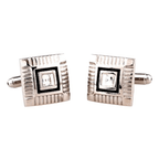 Silver/Black Crystal Square Cuff Links