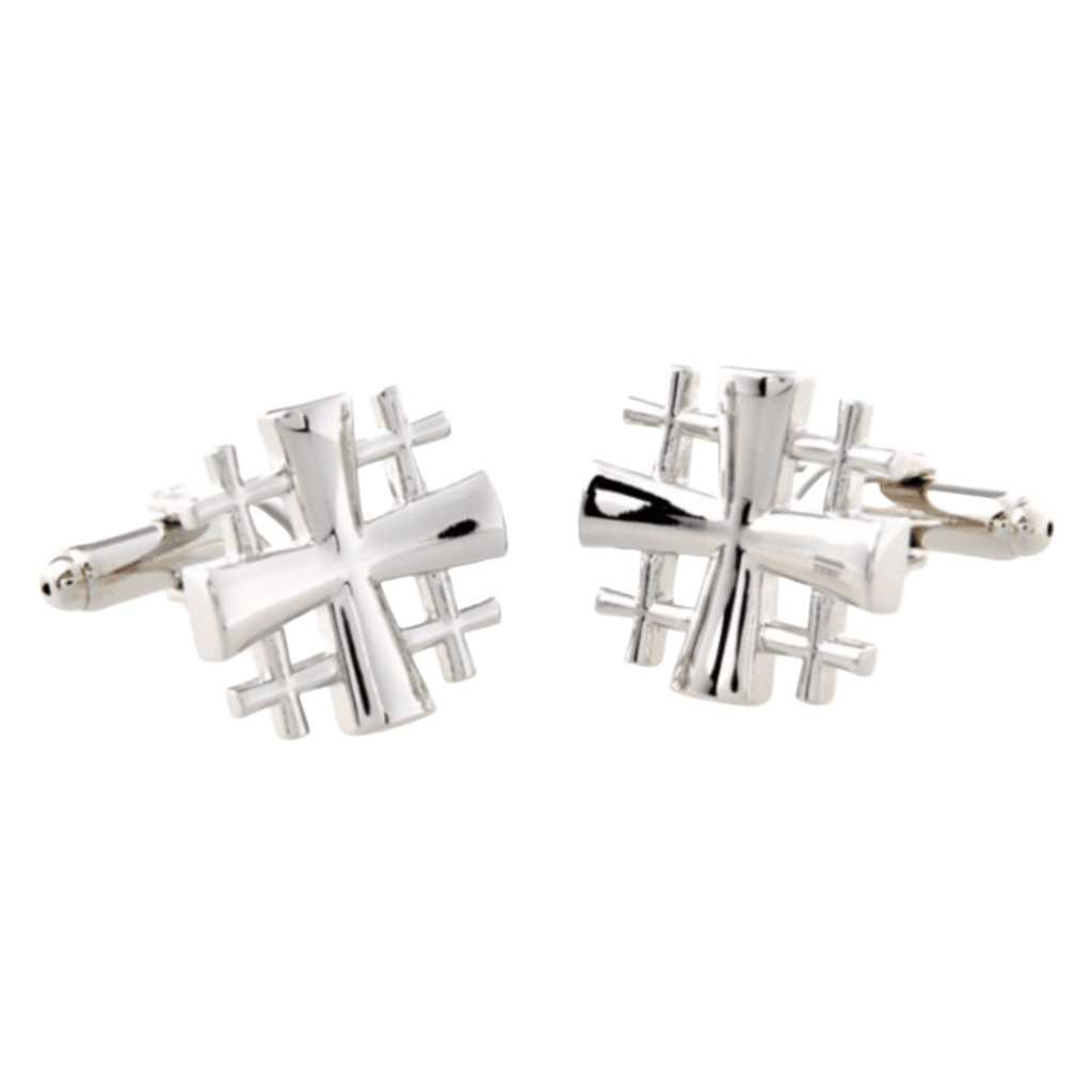 Silver Multi Cross Cuff Links