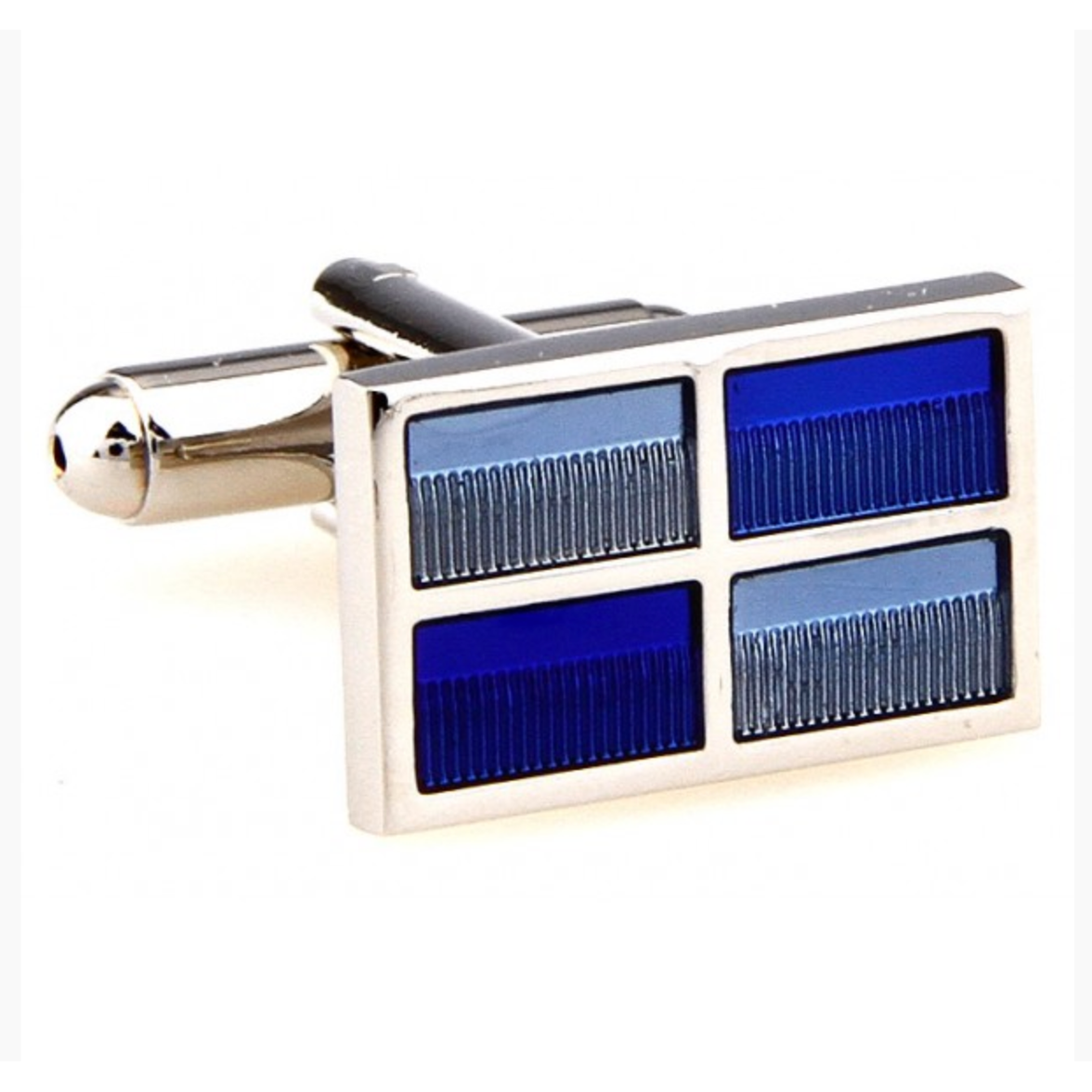 Silver/Blue Rectangle Cuff Links