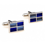 Silver/Blue Rectangle Cuff Links