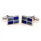 Silver/Blue Rectangle Cuff Links
