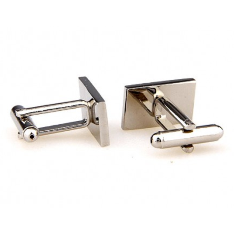 Silver/Blue Rectangle Cuff Links