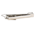 a mens tie clip in silver and black 