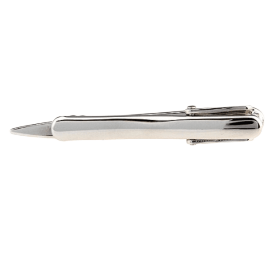the back of the james adelin mens silver tie clip with wave design