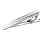 mens silver gridded tie clip a silver finish with an imprinted design of small squares