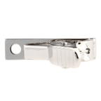 the silver tie clip backing showing the clasp