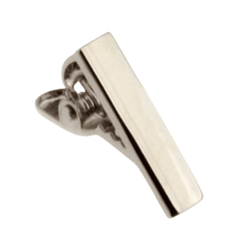 mens silver block tie clip 