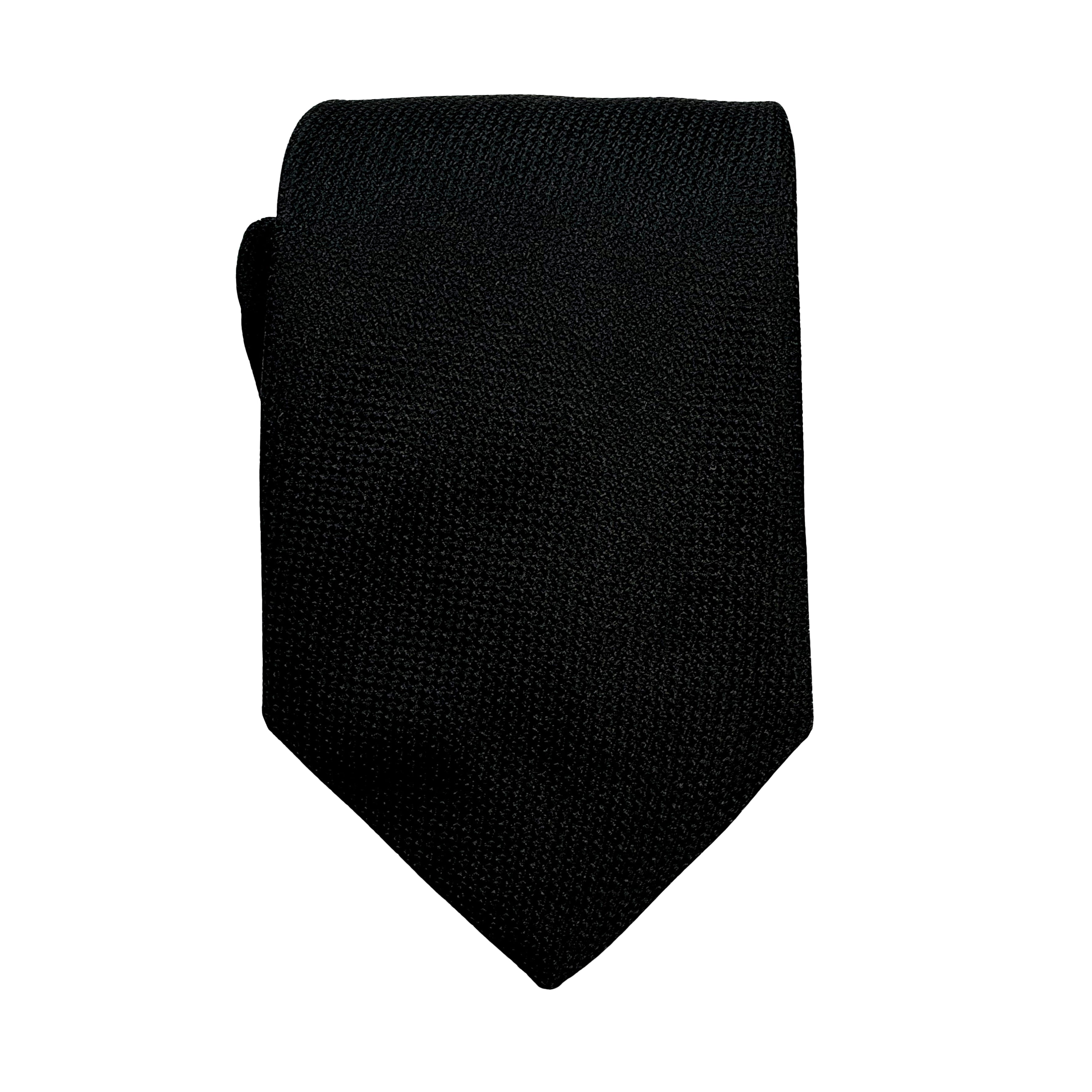 Black Luxury Oxford Weave 7.5cm Neck Tie