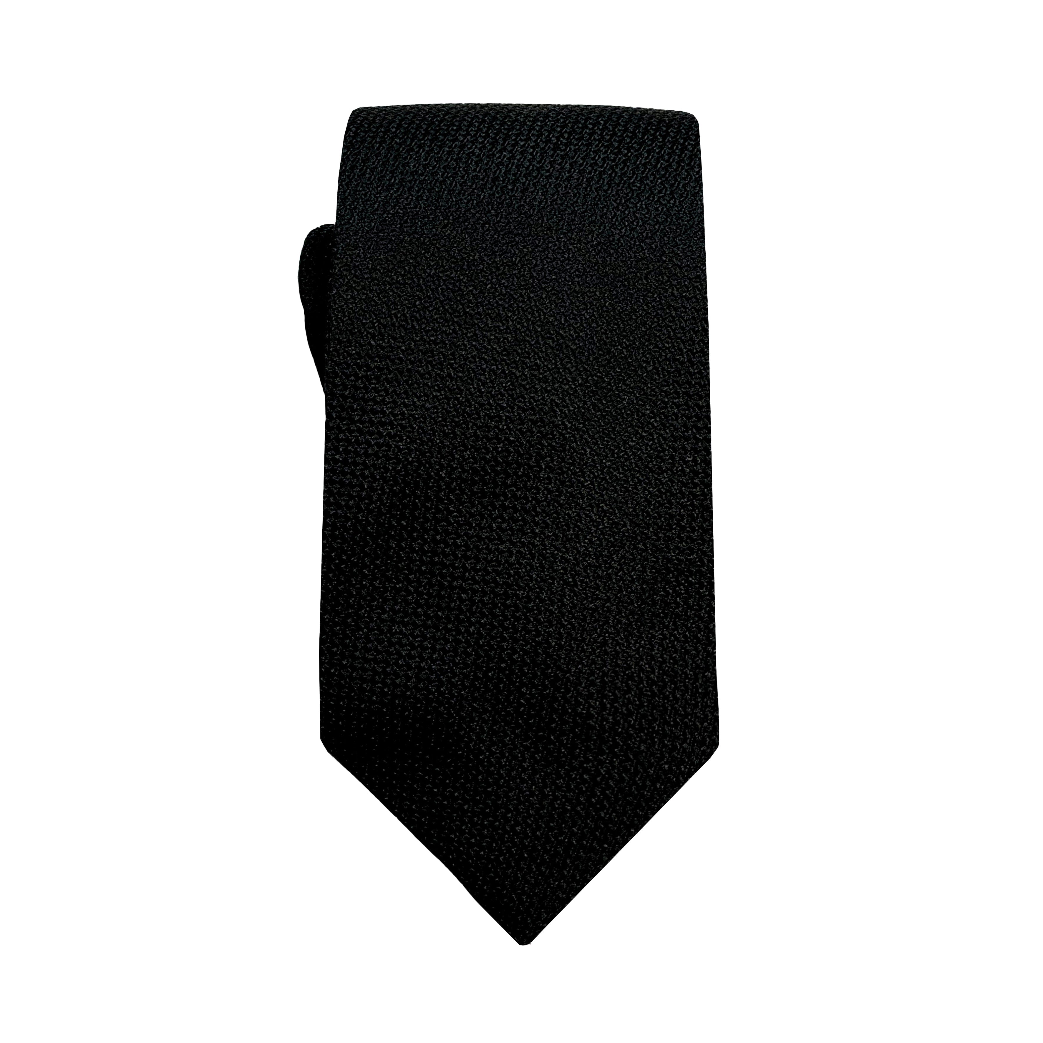Black Luxury Oxford Weave 6.5cm Skinny Neck Tie