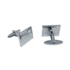 Silver Rectangle Shiny Plain Cuff Links