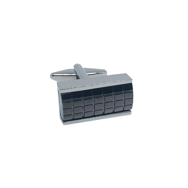 Silver/Charcoal Grid Cuff Links