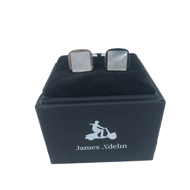 Silver/Charcoal Circular Insert Cuff Links