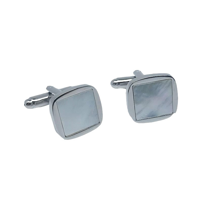 Silver/Charcoal Circular Insert Cuff Links