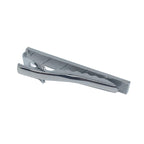 James Adelin Matte silver Concave Plain Tie Clip showing the pattern on the back