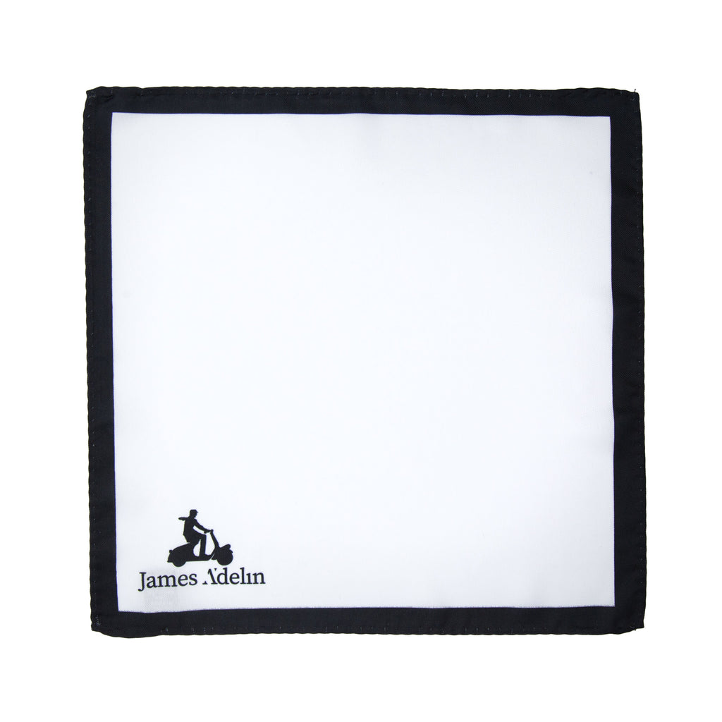 White/Black Luxury Satin Weave Coloured Border Pocket Square
