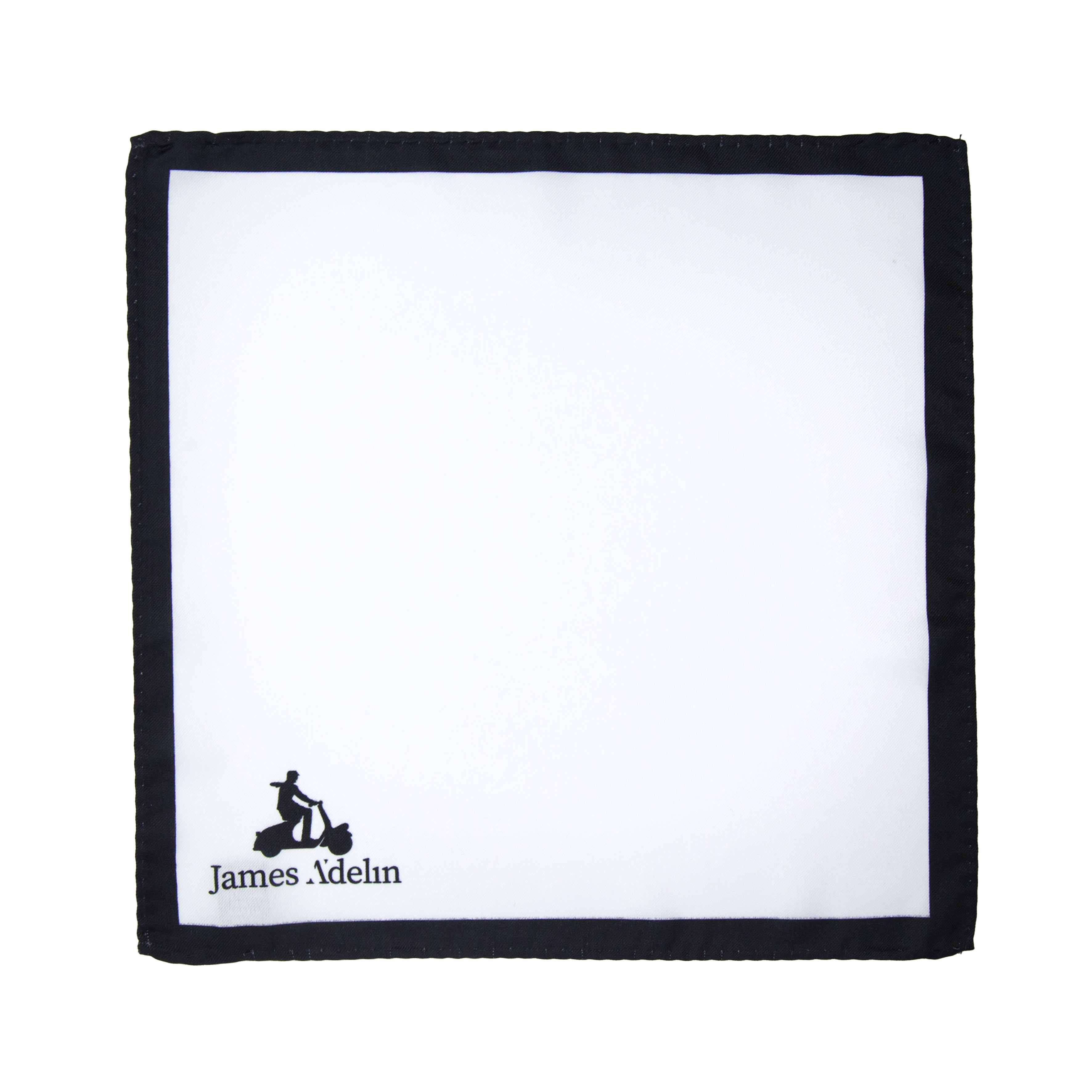 White/Black Luxury Satin Weave Coloured Border Pocket Square