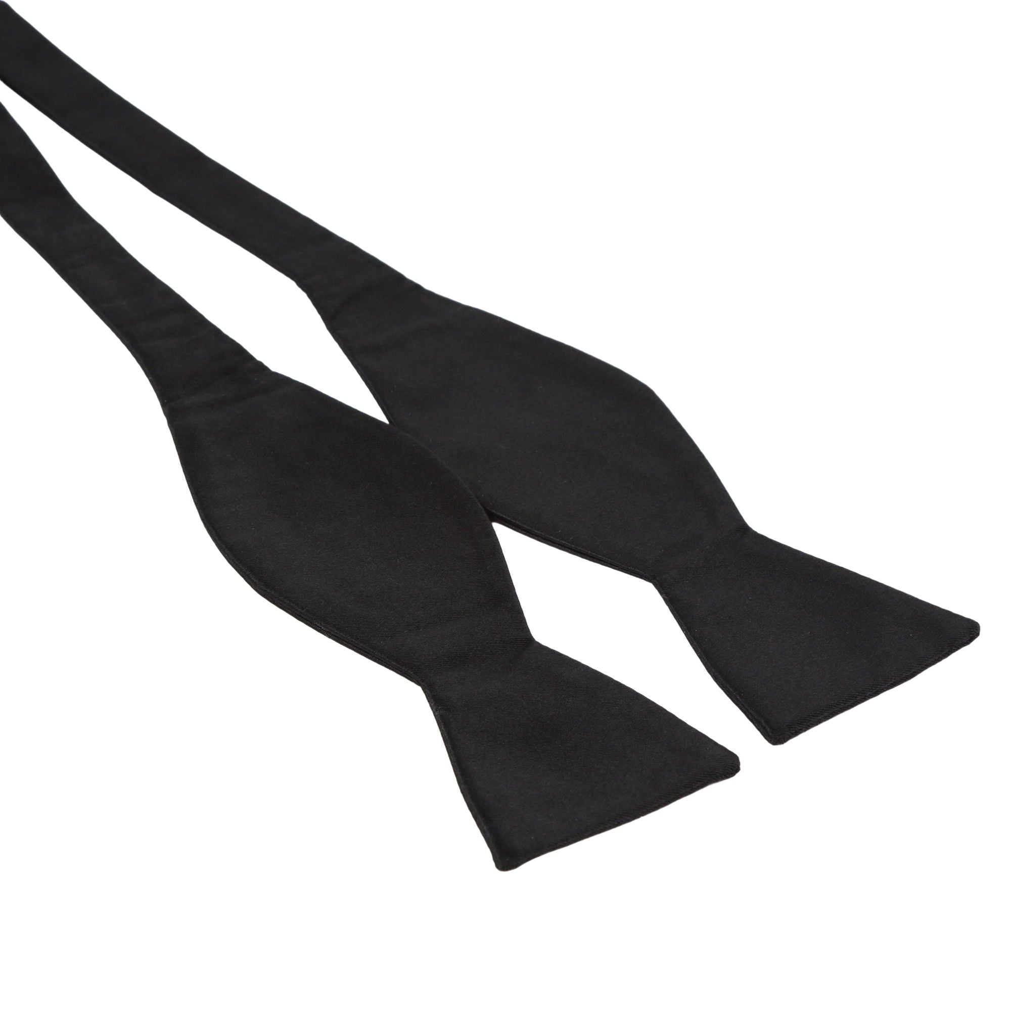 Black Pure Silk Solid Satin Weave Satin Self Tie Your Own Bow Tie