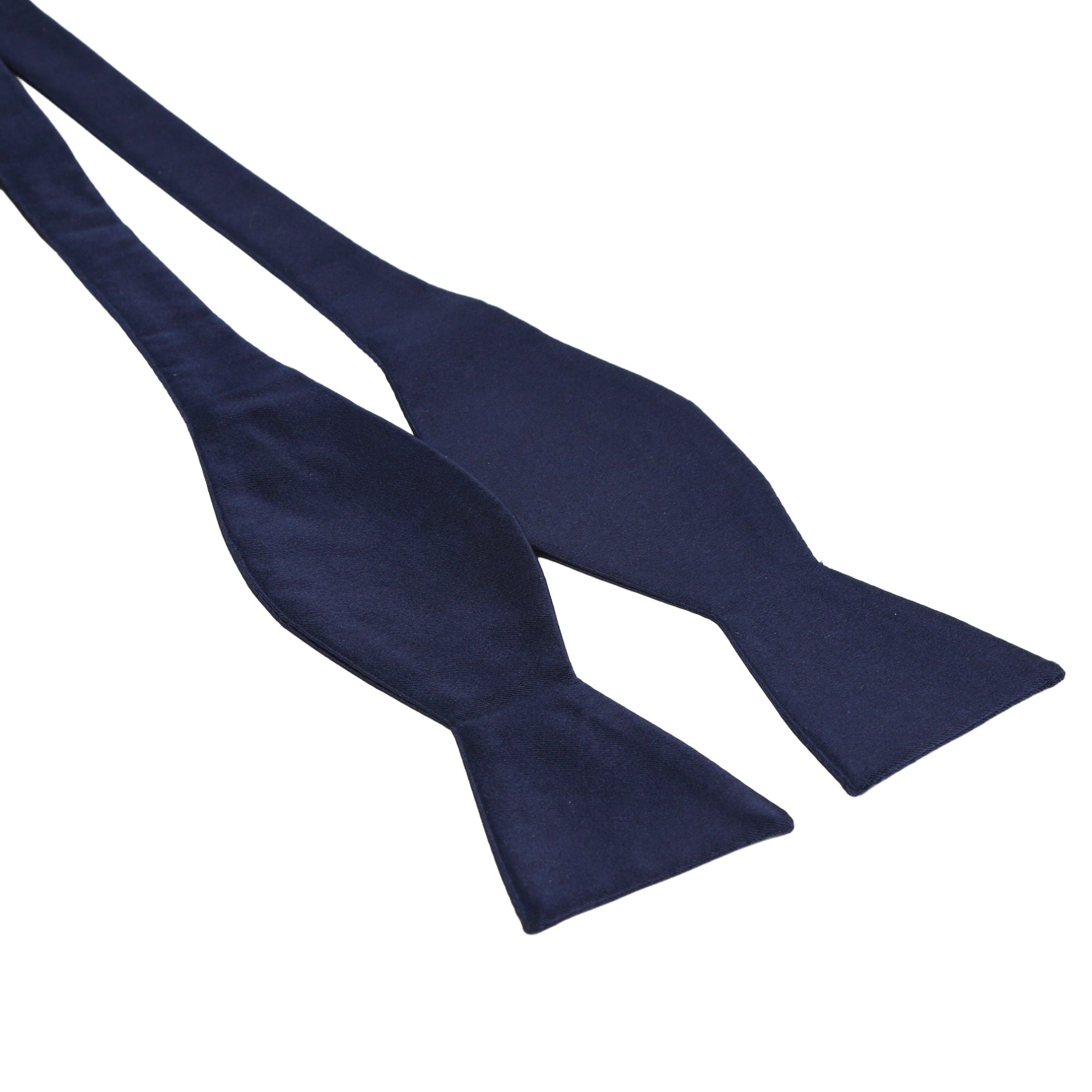 Navy Pure Silk Solid Satin Weave Satin Self Tie Your Own Bow Tie