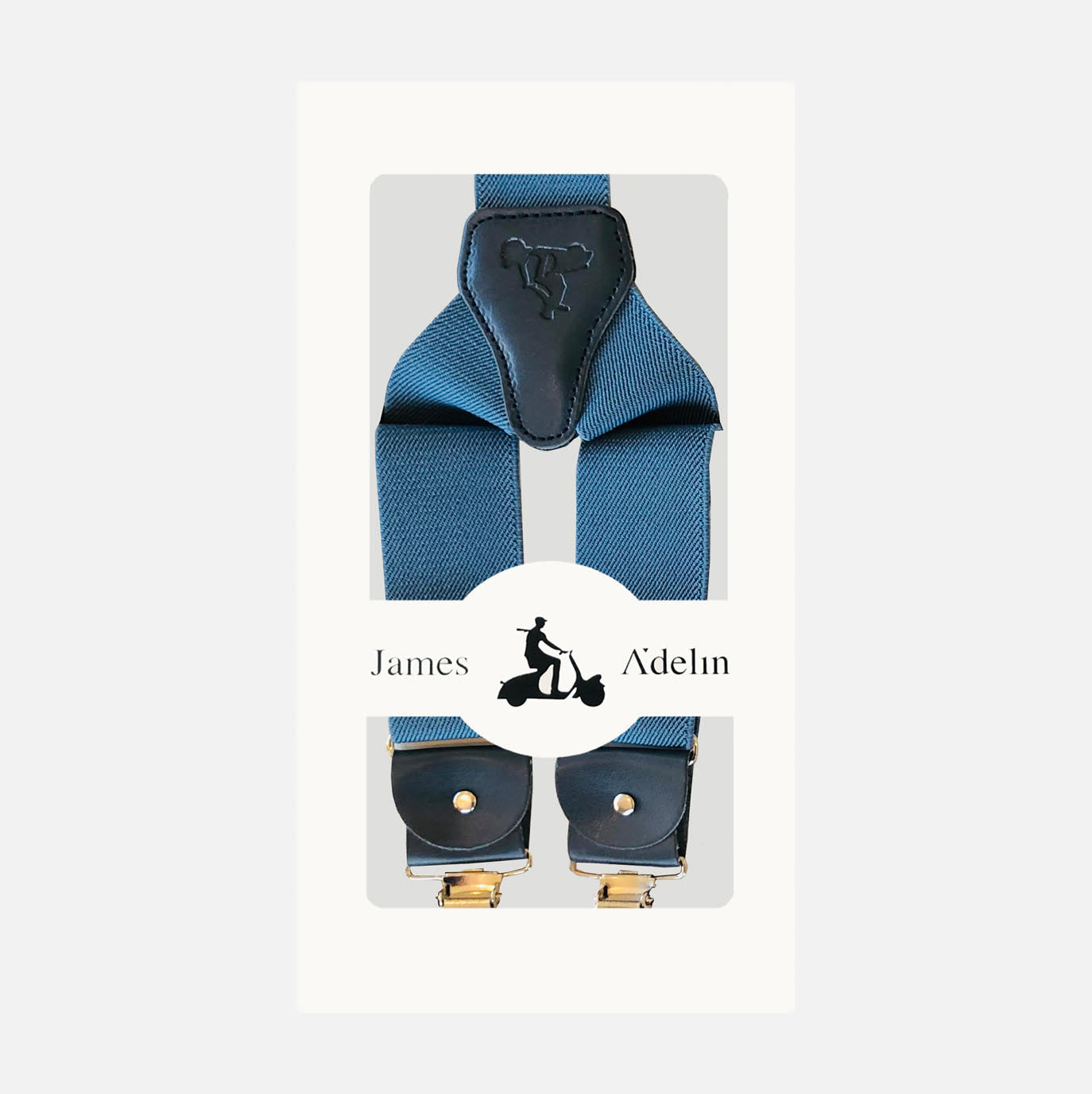 Blue Mens Simple Textured Weave Suspenders